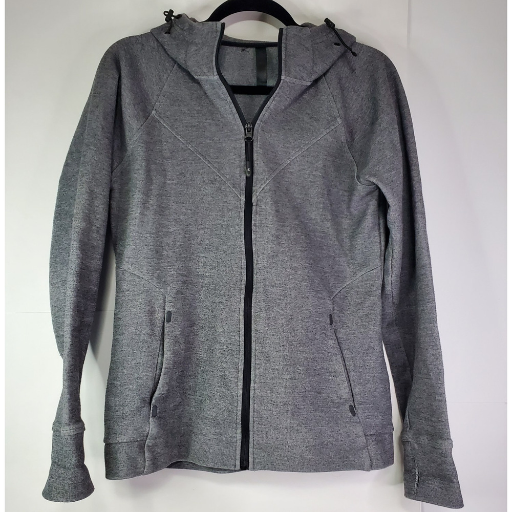 Kyodan Jacket Women’s Sz PS Hooded Gray Zip Pockets Thumbhole Athleisure Workout